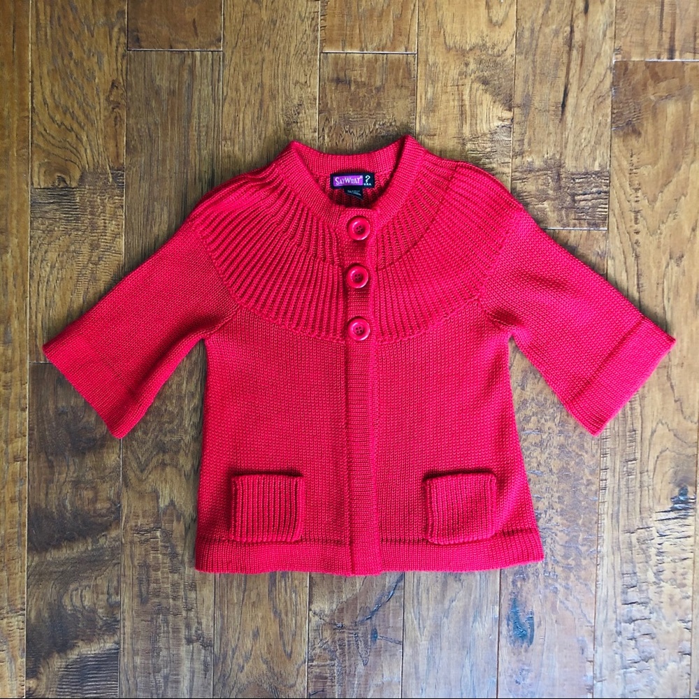 🌷Knit Red Cardigan